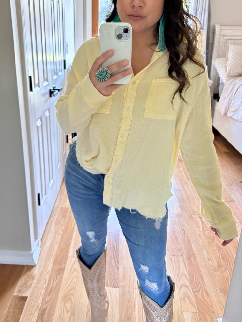 Boutique gauzy button down